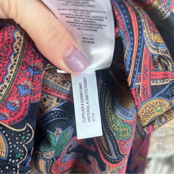 Lauren Ralph Lauren Paisley Button Down Shirt Cotton Western Boho Luxury Large - Picture 9 of 10